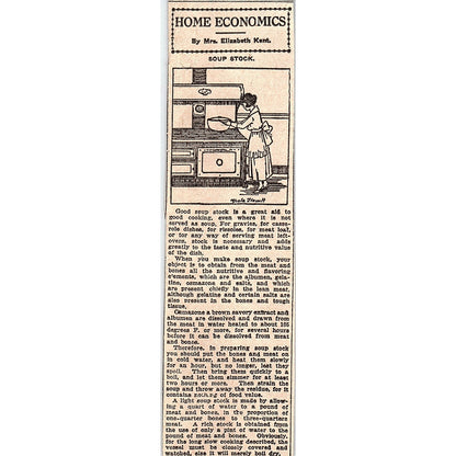Home Economics by Mrs Elizabeth Kent - Soup Stock Winnipeg 1920 Article AG2-M7