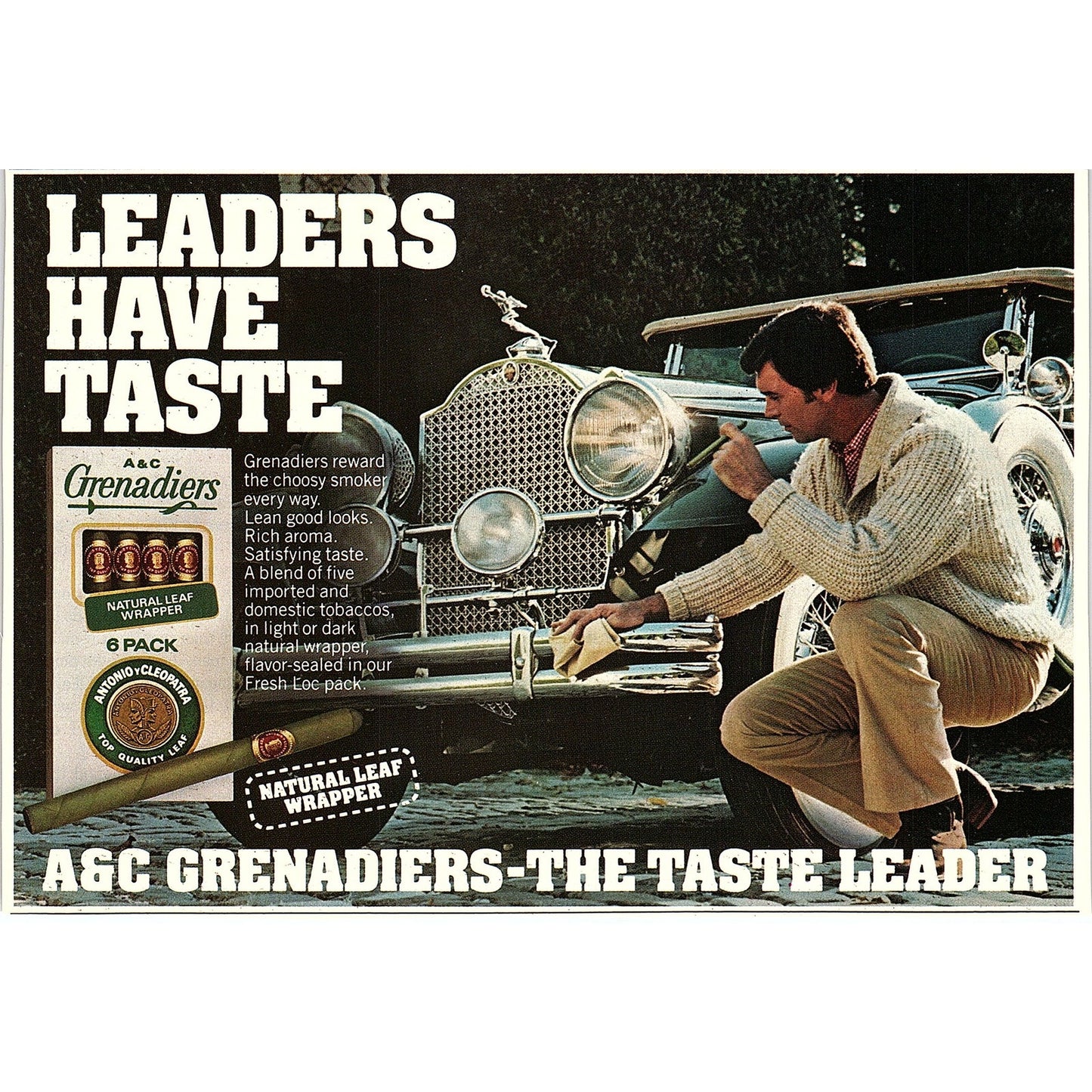 A&C Grenadiers - The Taste Leader Leaf Wrapper 5x7" 1983 Ad AF6-17