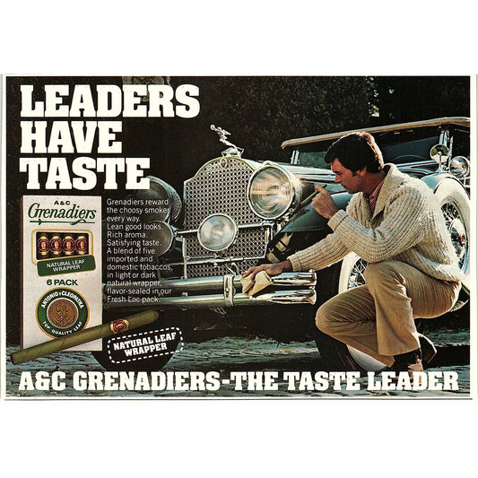 A&C Grenadiers - The Taste Leader Leaf Wrapper 5x7" 1983 Ad AF6-17