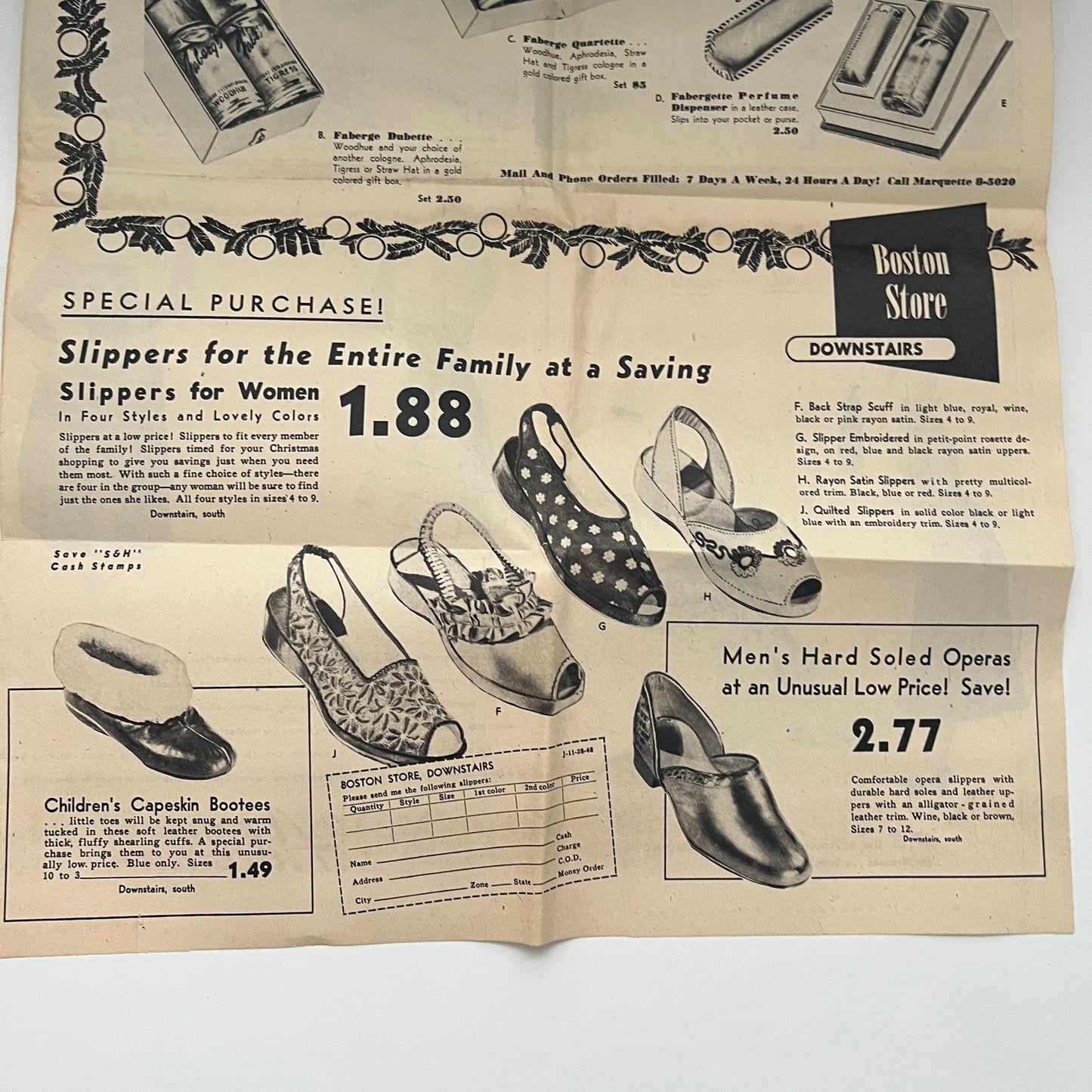 Boston Store Milwaukee WI Christmas Sale Shoes Makeup 1948 Ad AG3-3