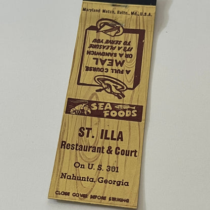 St. Illa Restaurant & Court Nahunta GA Vintage Matchbook Cover TB6-MB2-6