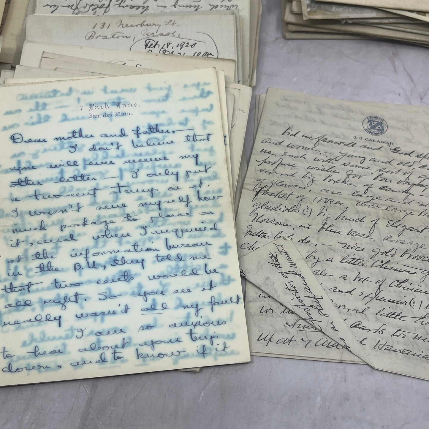 1870-1920s Genealogy Lot Willis R. Russ, Gladys Russ Boston Family Letters TH2