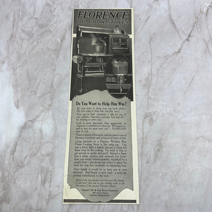 Florence Cook Stoves Central Oil & Gas Stove Gardner MA 1918 Magazine Ad FL6-10