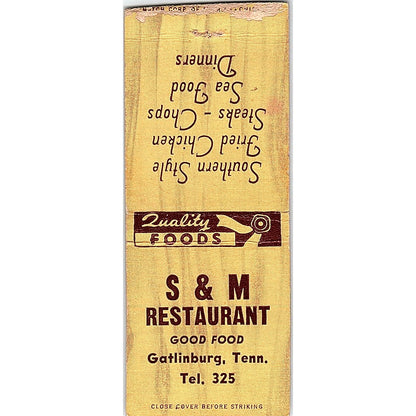 S&M Restaurant Gatlinburg Tennessee Vintage Matchbook Cover SF3-Y4