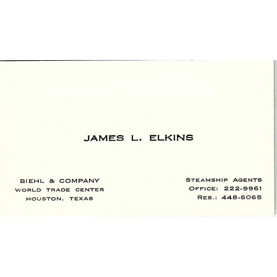 Biehl & Company James L. Elkins Houston Texas Vintage Business Card SB4-B11