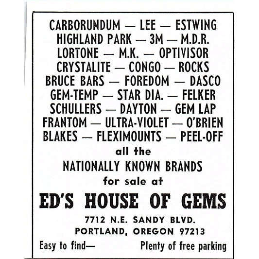 Ed's House of Gems Portland Oregon 1972 Ad AF8-M1