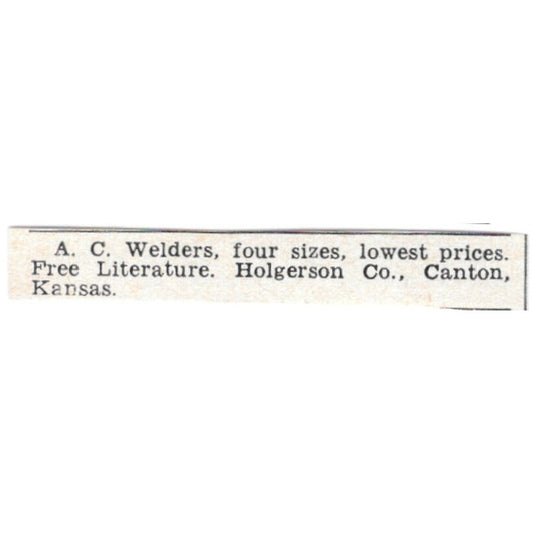 A.C. Welders - Holgerson Co, Canton KS 1955 Ad AG1-S7