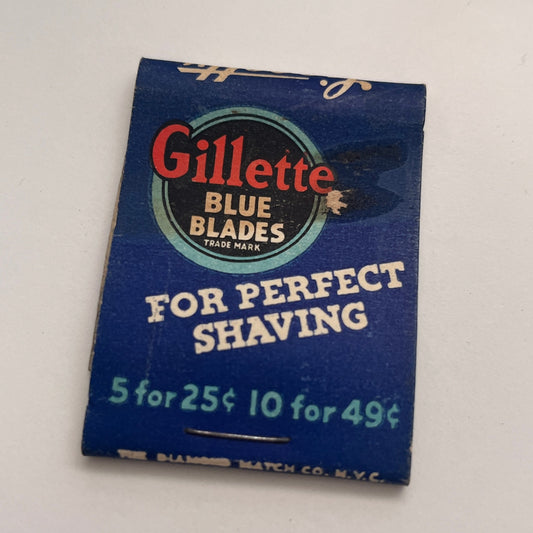 Gillette Blue Blades for Perfect Shaving Vintage Matchbook Cover TB8-MB-6