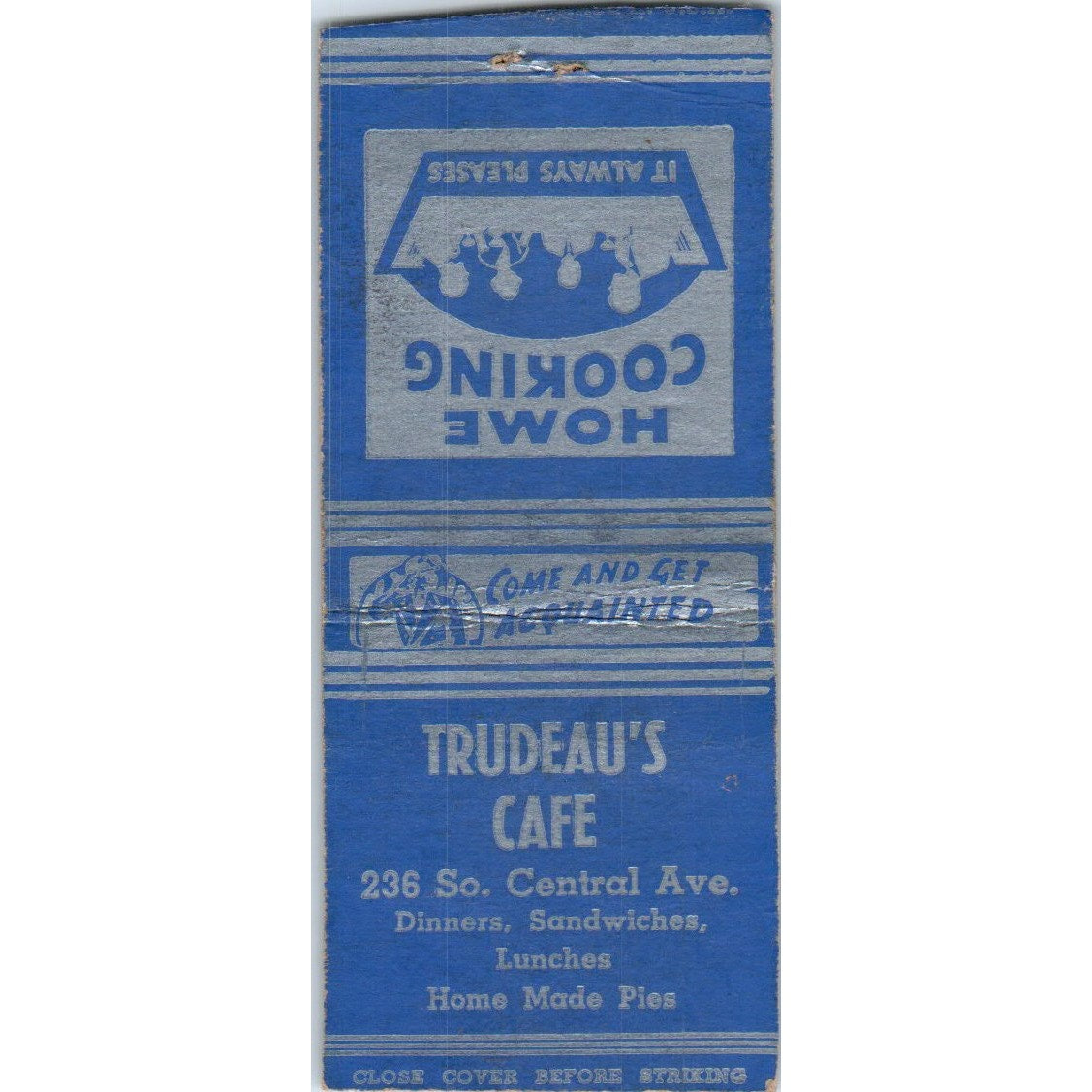 Trudeau's Cafe Marshfield WI Vintage Matchbook Cover SD2-Y10