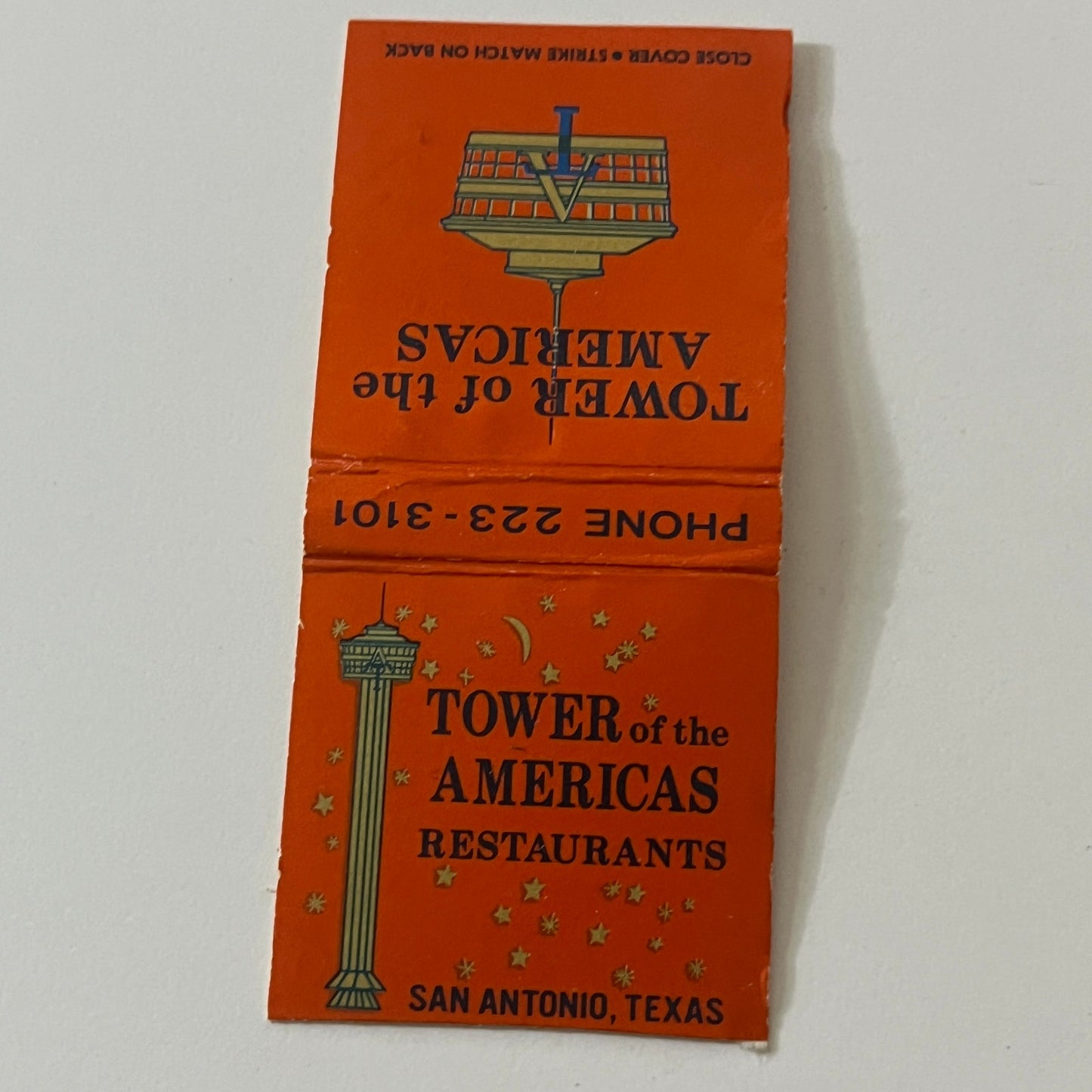 Tower of the Americas Restaurants San Antonio TX Vintage Matchbook TB6-MB2-11