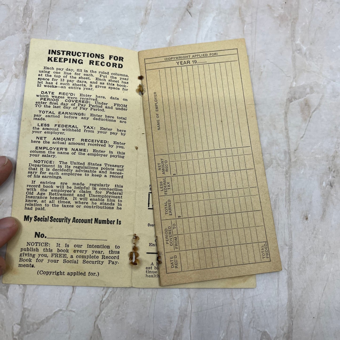 1937 Social Security Memorandum Book & St. Paul MN AA Baseball Schedule TI9-P1