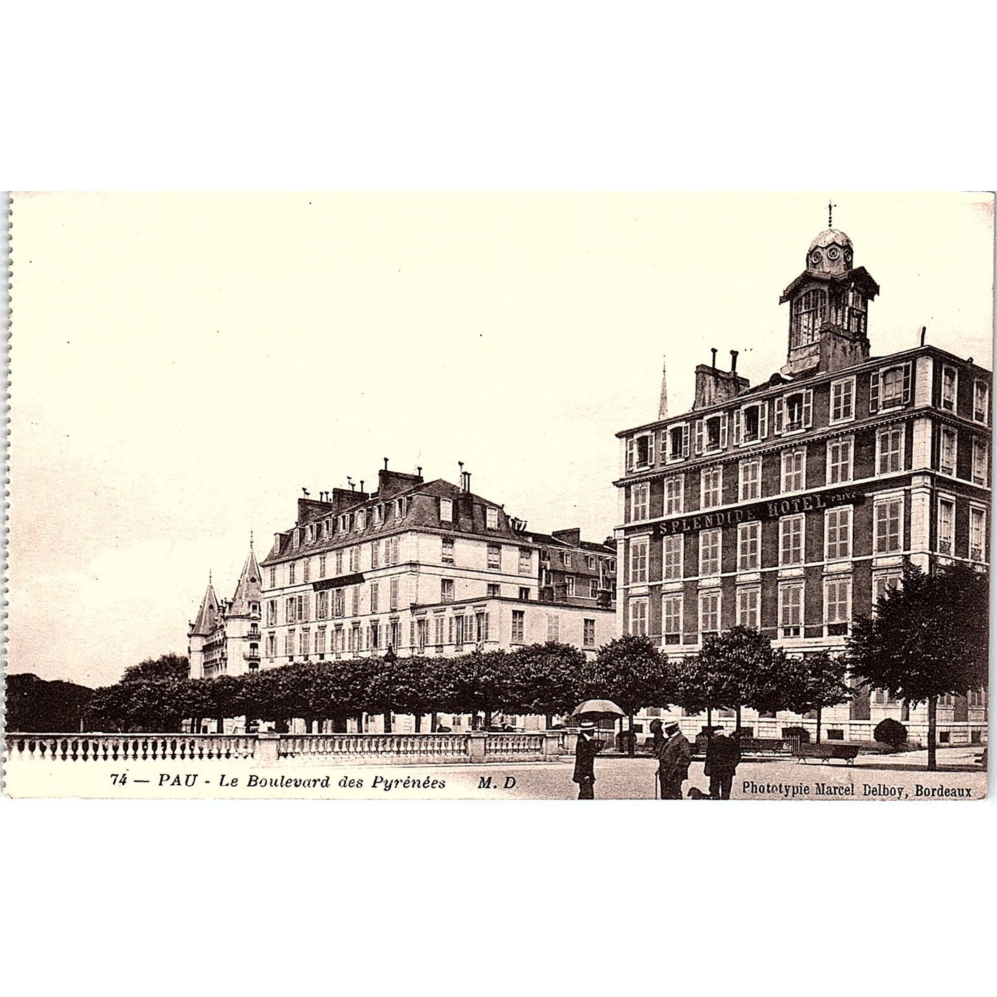 Pau Le Boulevard De Pyrenees Marcel Delboy French Antique Postcard PE10