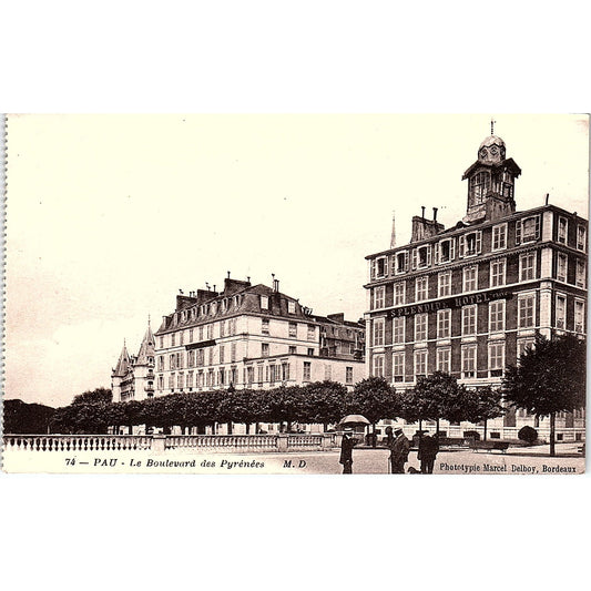 Pau Le Boulevard De Pyrenees Marcel Delboy French Antique Postcard PE10