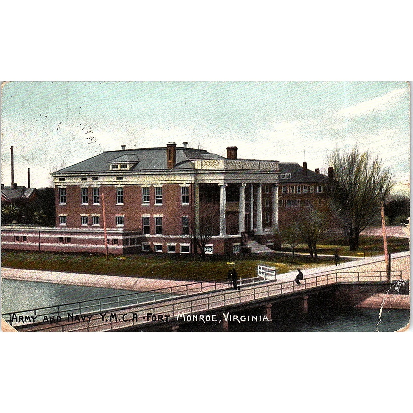 c1910 Army & Navy YMCA Fort Monroe VA - Spanish American War Postcard PE7