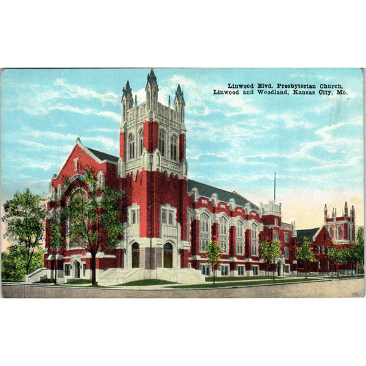 Linwood Blvd Presbyterian Church Kansas City MO Vintage Original Postcard PD3