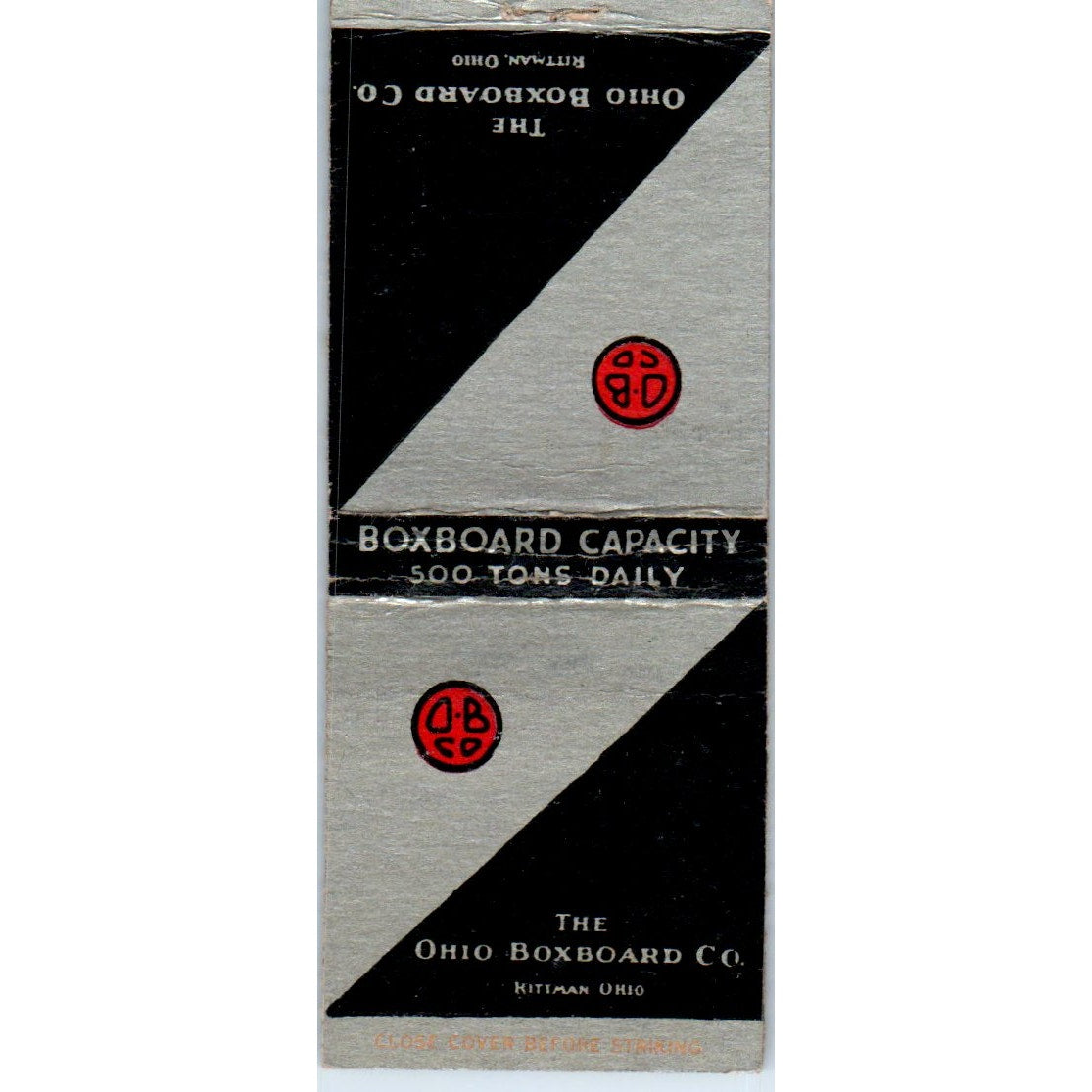 The Ohio Boxboard Co Vintage Matchbook Cover SD4-Y9