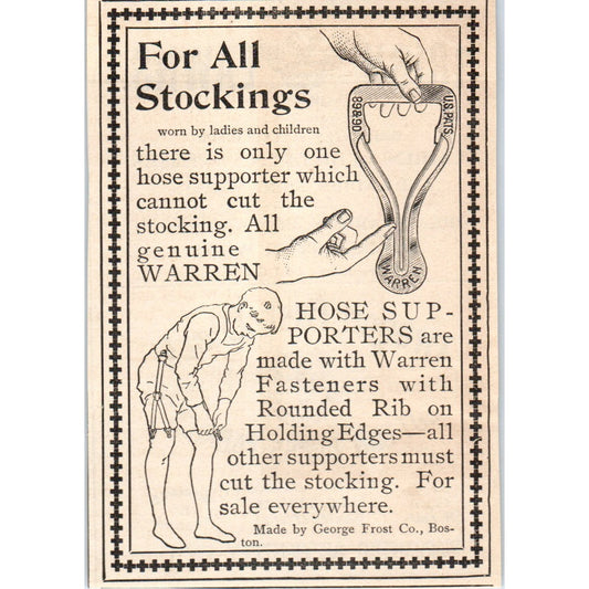 Warren Hose Supporters George Frost Co Boston 1892 Magazine Ad AK6-M1