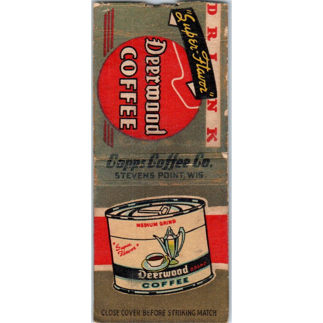Deerwood Coffee Copps Coffee Co Stevens Point WI Vintage Matchbook Cover SD4-Y5