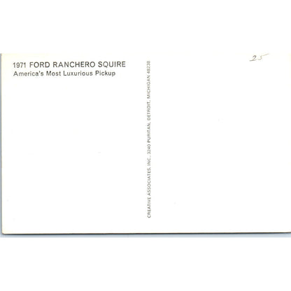 1971 Ford Ranchero Squire Wood Grain Promo Original Postcard PC6