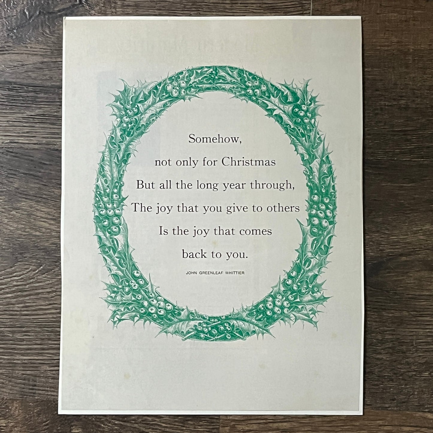 Vintage John Greenleaf Whittier Christmas Poem Print 8x10 Art Print V2