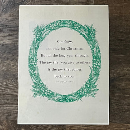 Vintage John Greenleaf Whittier Christmas Poem Print 8x10 Art Print V2