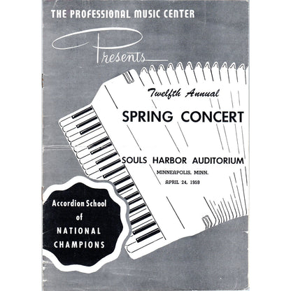 1959 Professional Music Center Spring Concert Program Souls Harbor Auditorium D9