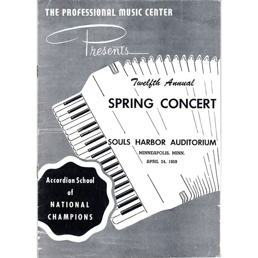 1959 Professional Music Center Spring Concert Program Souls Harbor Auditorium D9