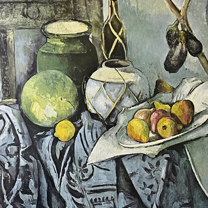 Still Life with a Ginger Jar and Eggplants Cézanne Vintage Art Print 9x12 V6