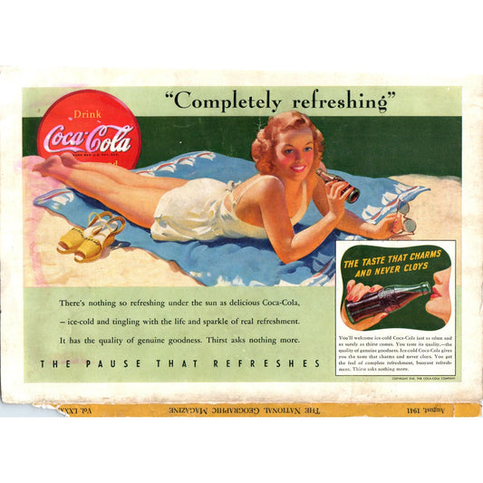 1941 Lady Relaxing on the Beach Coke Coca Cola Advertisement D18