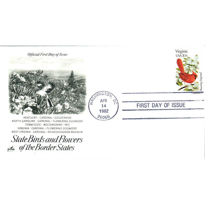 Virginia 1982 State Birds & Flowers of The Border States First Day Issue TJ5-PC3