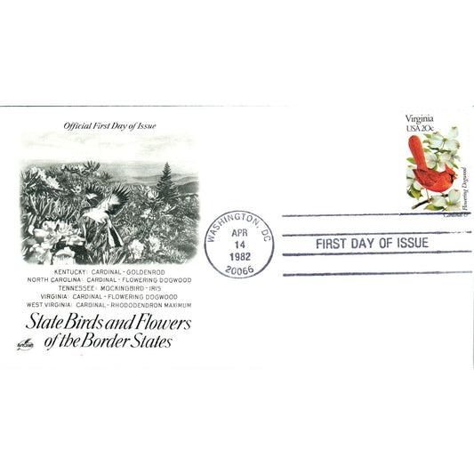 Virginia 1982 State Birds & Flowers of The Border States First Day Issue TJ5-PC3