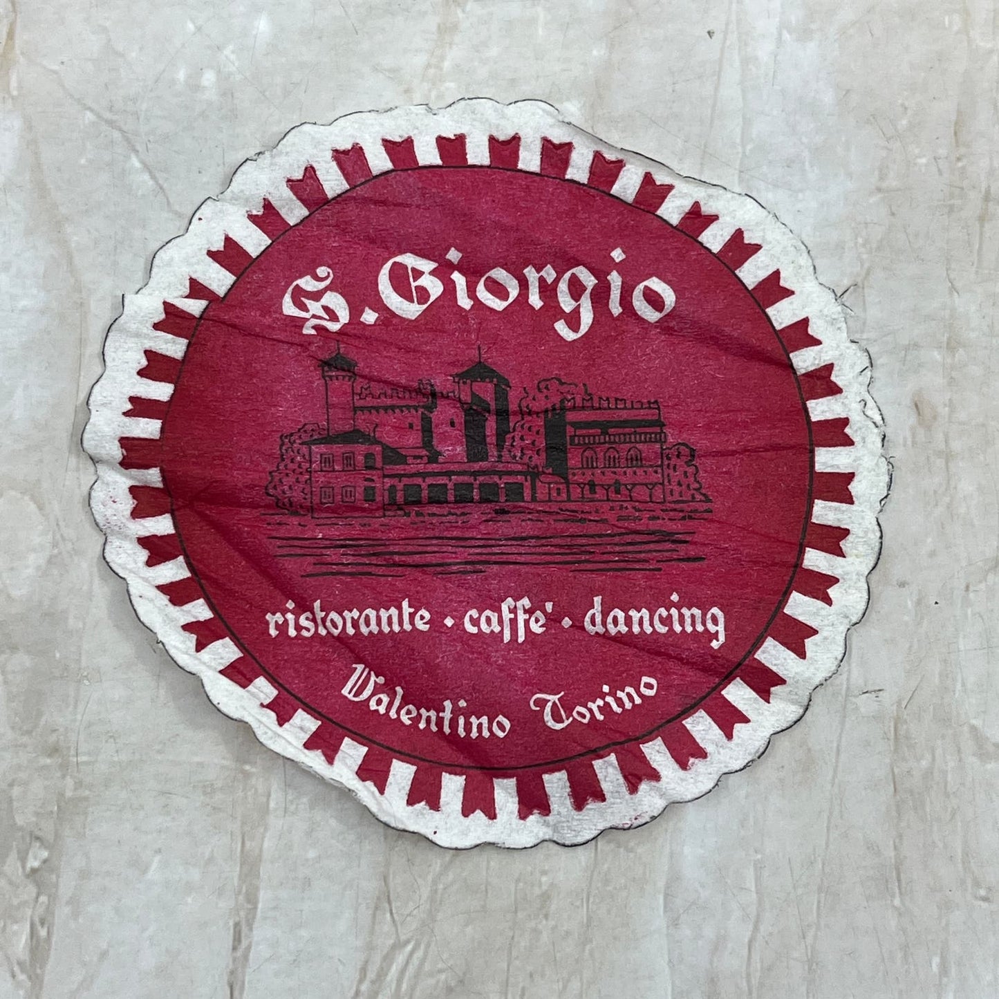 S. Giorgio Ristorante Caffe Valentino Torino Coaster Napkin 4" AE3
