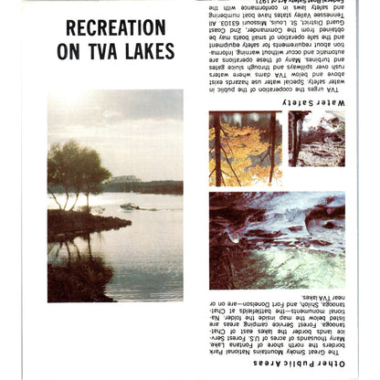 Vintage Recreation on TVA Lakes Fold Out Map & Brochure TF4-B3