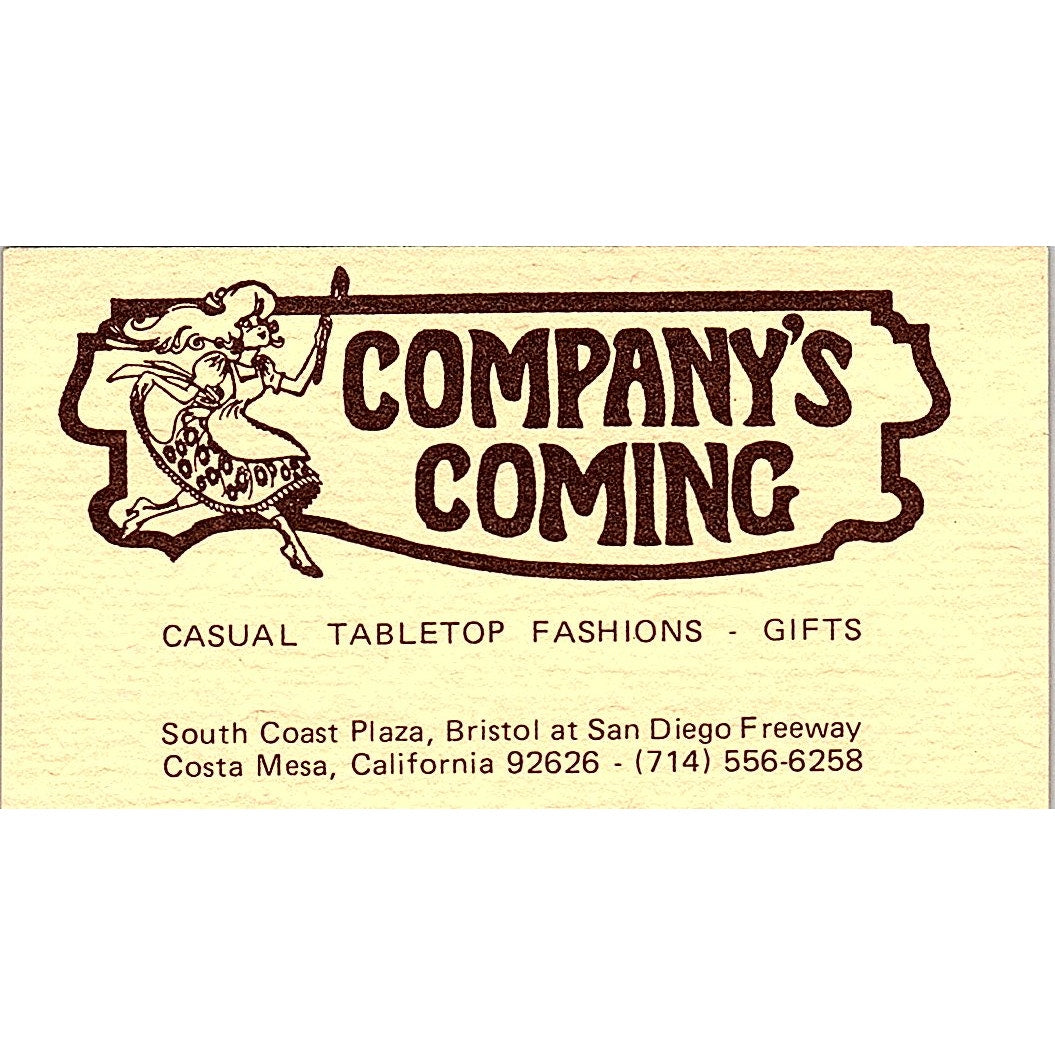 Company's Coming Costa Mesa California Pence Business Card SF3-B6