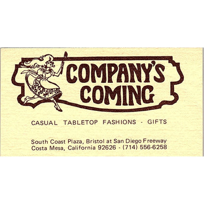 Company's Coming Costa Mesa California Pence Business Card SF3-B6