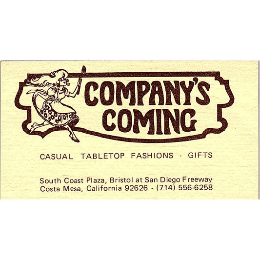 Company's Coming Costa Mesa California Pence Business Card SF3-B6