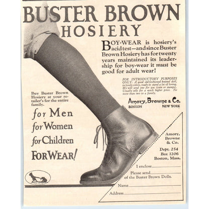 Buster Brown Hosiery Boy-Wear Amory, Brown & Co 1924 Magazine Ad AF7-LJ1