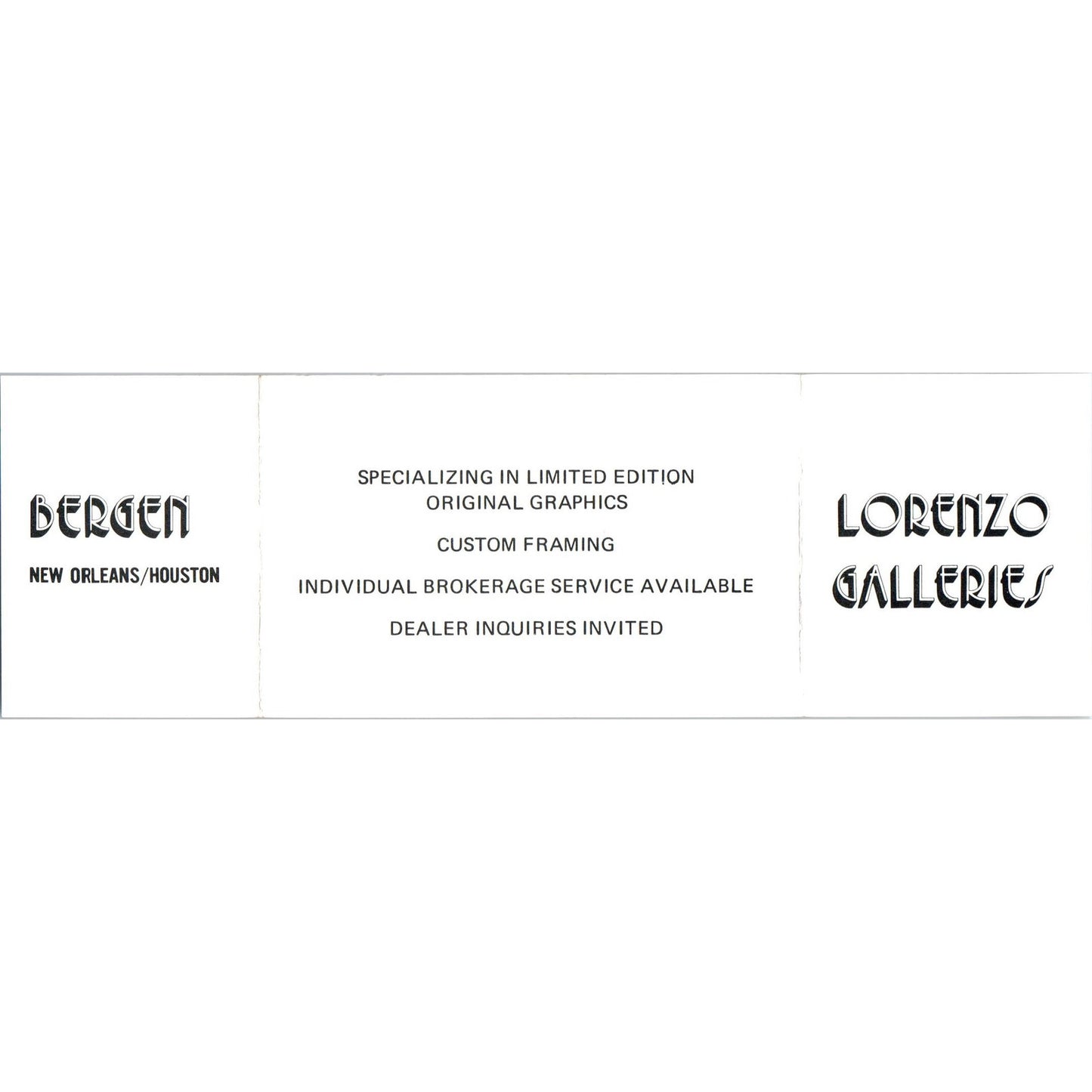Lorenzo Galleries Margarita Bergen Wayne Abbey New Orleans Business Card SE3-B6