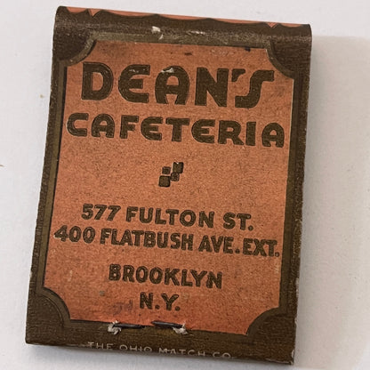 Dean's Cafeteria 577 Fulton St Brooklyn NY Vintage Matchbook Cover TB6-MB1-5