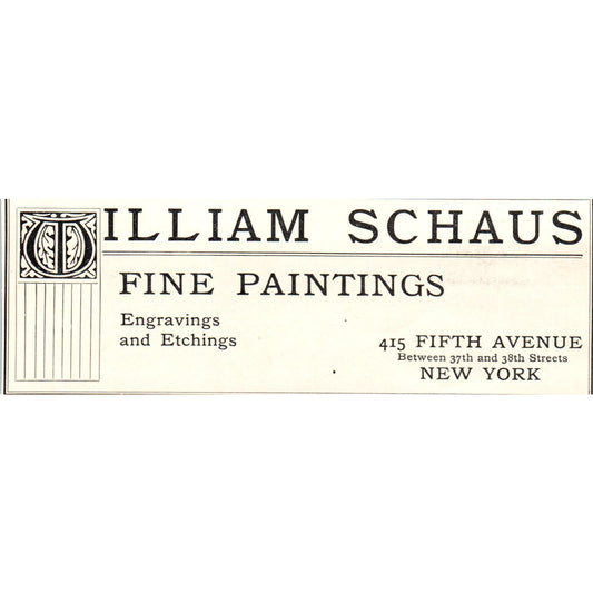 WIlliam Schaus Fine Paintings 5th Ave NY c1905 Victorian Ad AE9-MA1