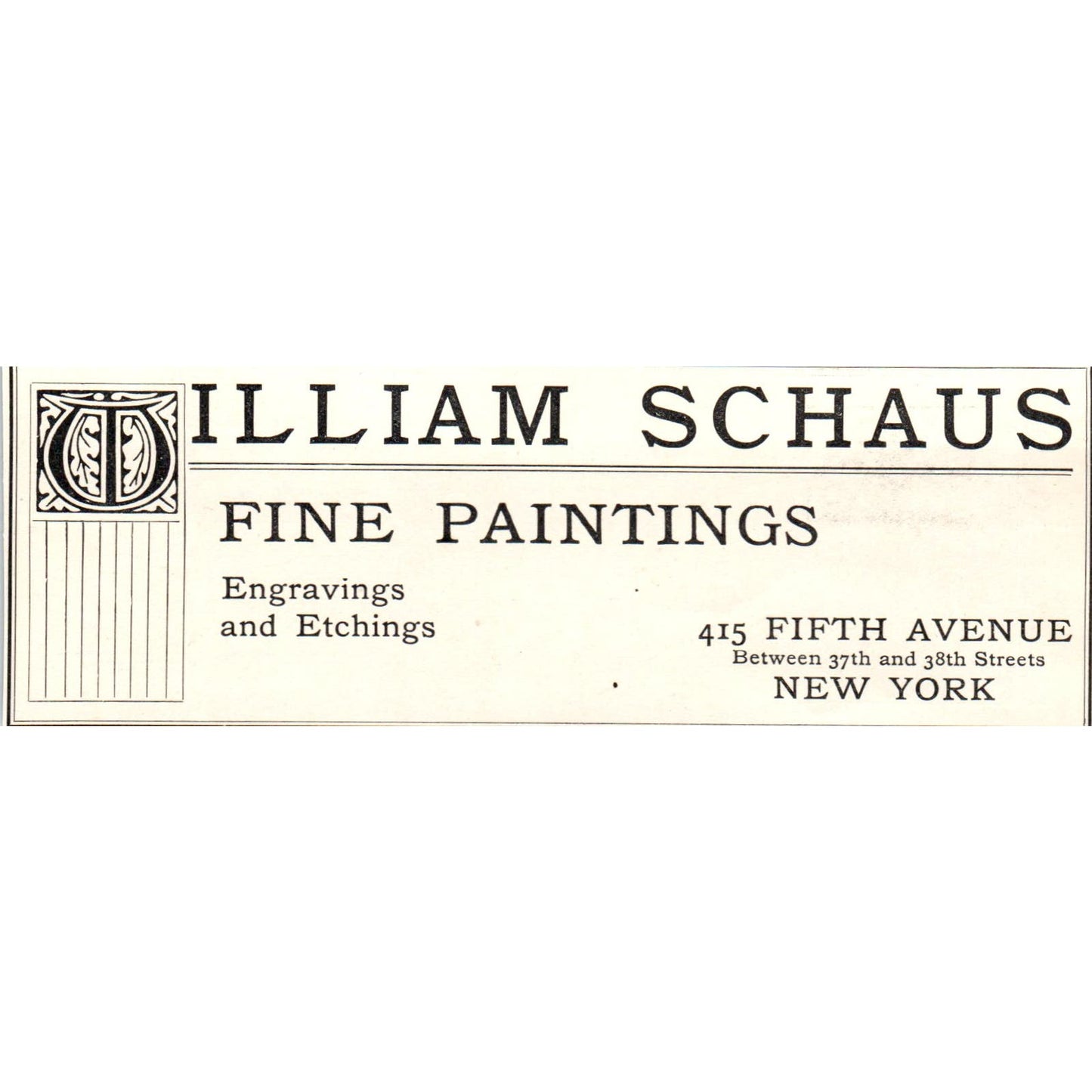 William Schaus Fine Paintings 5th Ave NY c1905 Victorian Ad AE9-MA1