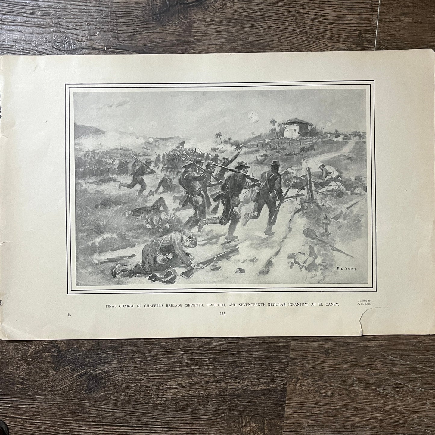 Final Charge of Chaffee's Brigade at El Caney 1898 F.C. Yohn Etching 11x17 V10