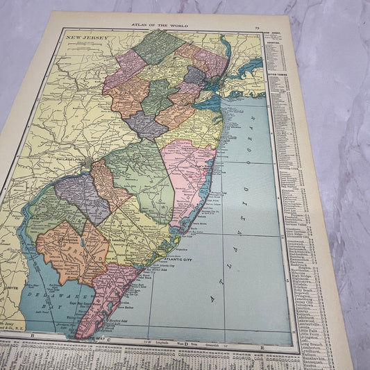 Map of New Jersey 1910 Print V14-7