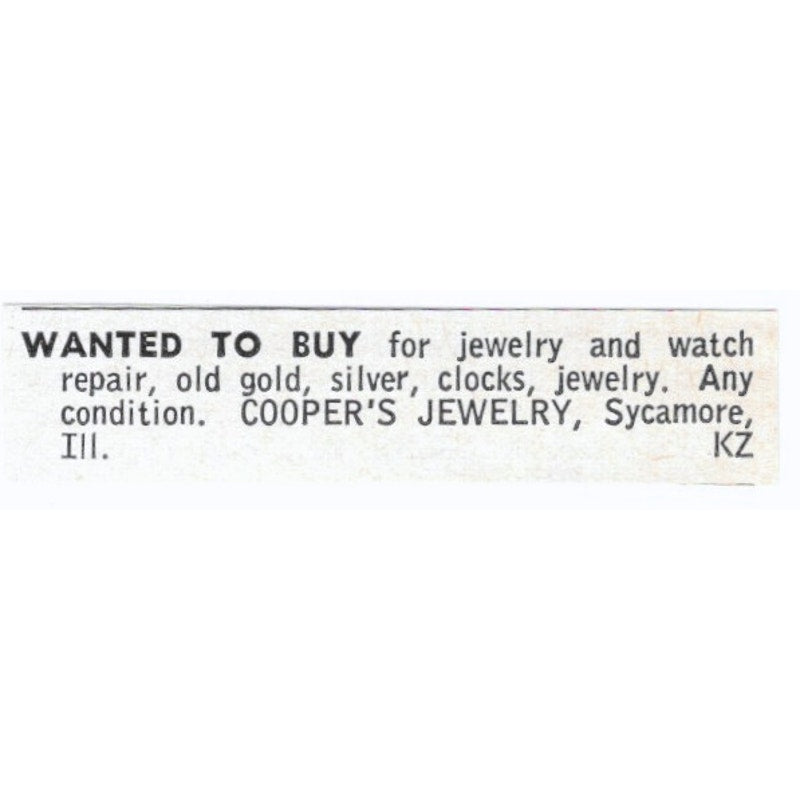 Cooper's Jewelry and Watch Repair Sycamore IL 1964 Magazine Ad AB6-LJS9