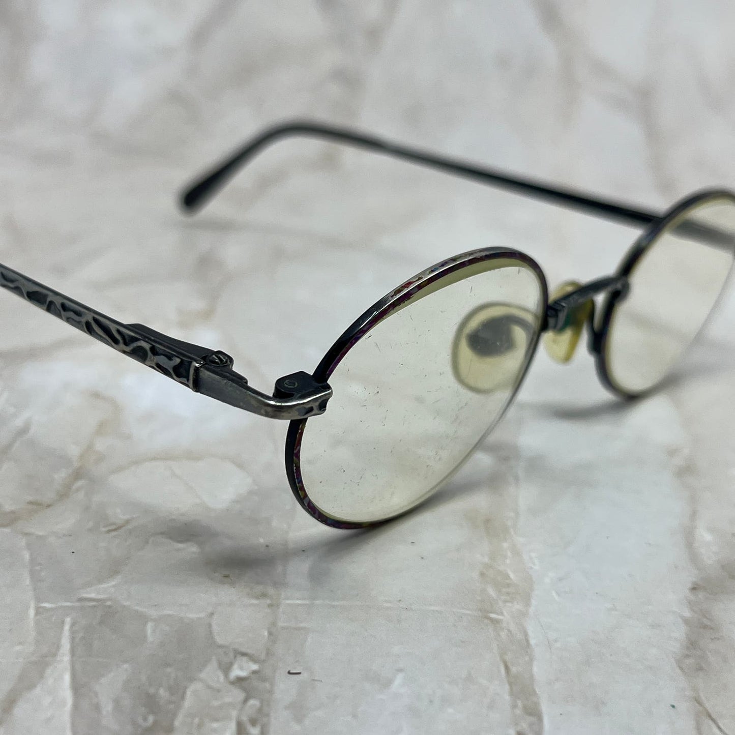 Vintage Oval Purple & Silver Tone Sunglasses Eyeglasses Frames TE9-G2-8
