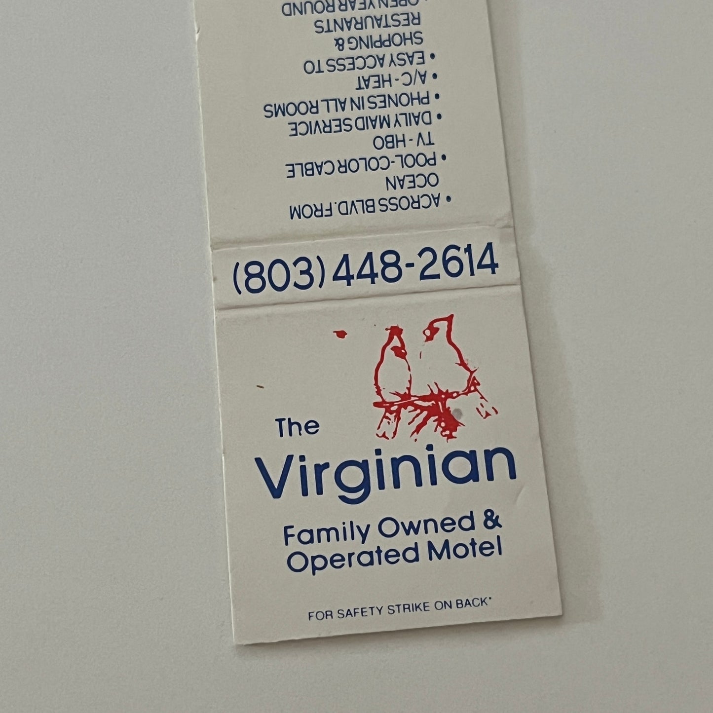 The Virginian Motel Myrtle Beach SC Vintage Matchbook Cover MM5-9