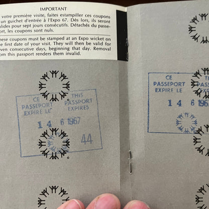 Expo 67 Montreal Adult Season Passport 1967 With Stamps TF5-L3