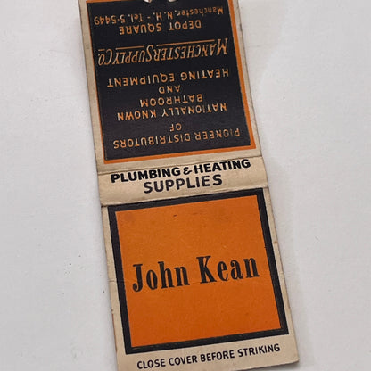 John Kean Plumbing & Heating Supplies Manchester NH Vintage Matchbook TB8-MB-14