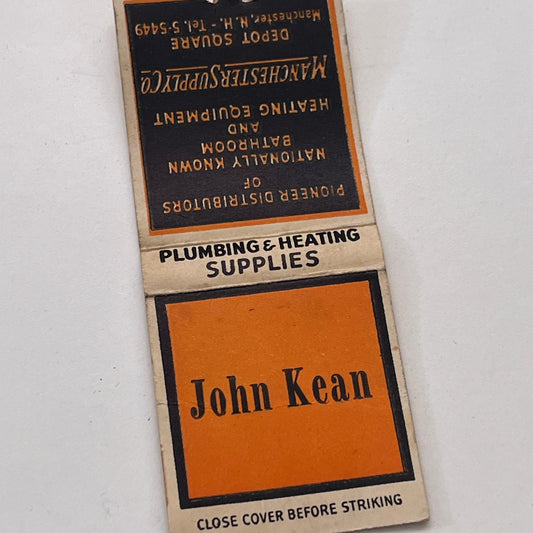 John Kean Plumbing & Heating Supplies Manchester NH Vintage Matchbook TB8-MB-14