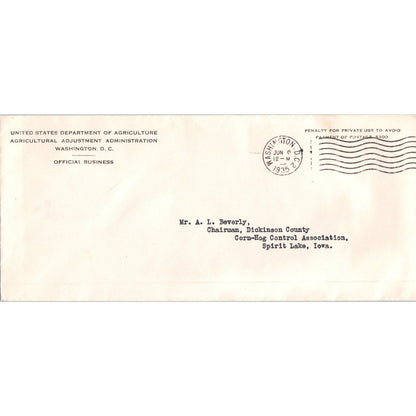 1935 US Department of Agriculture to Spirit Lake IA Postal Cover Envelope TH9-L1